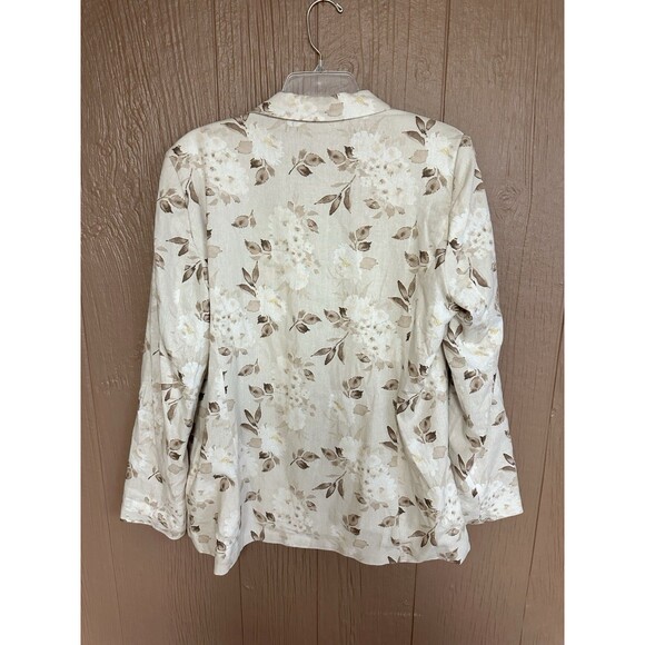 NWT Joie Floral Linen Blend Blazer Neutral Tan‎ White Botanical Jacket Size L - Picture 5 of 5